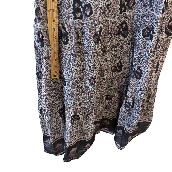 Natural Life Floral Tiered Midi / Maxi Dress XS / S Boho Festival Purple / Black - Picture 7 of 11